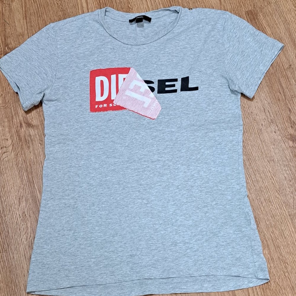 Diesel T-Diego-Qa Logo T-Shirt Grey Size Small - image 4